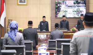 Rapat Paripurna dipimpin Ketua DPRD Muba Sugondo ini mengagendakan Penyampaian LKPJ Pj Bupati Muba Tahun Anggaran 2022.
