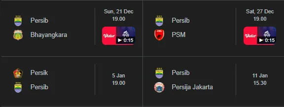 Empat Pertandingan sisa Persib di Super League