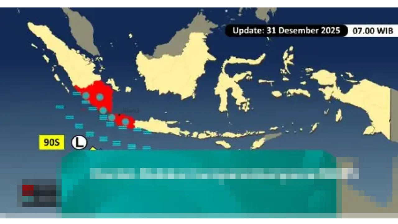 BMKG Umumkan Bibit Siklon 90S Bayangi Malam Tahun Baru, Waspada Hujan Lebat dan Gelombang Tinggi