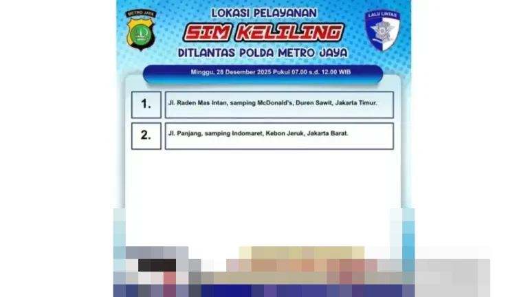 Cek Lokasi! SIM Keliling Polda Metro Jaya Hanya Tersedia di Jaktim dan Jakbar Minggu, 28 Desember 2025