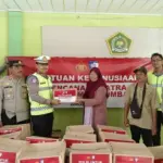 Setelah Empat Hari Perjalanan, Tim Kemanusiaan Korlantas Polri Tiba di Langkat Salurkan Bantuan