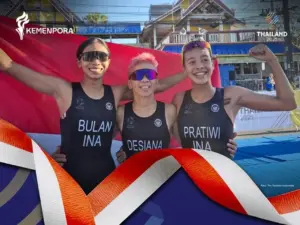 Tim Triathlon Indonesia Sumbang Emas ke-76 SEA Games 2025, Target 80 Medali Kian Dekat