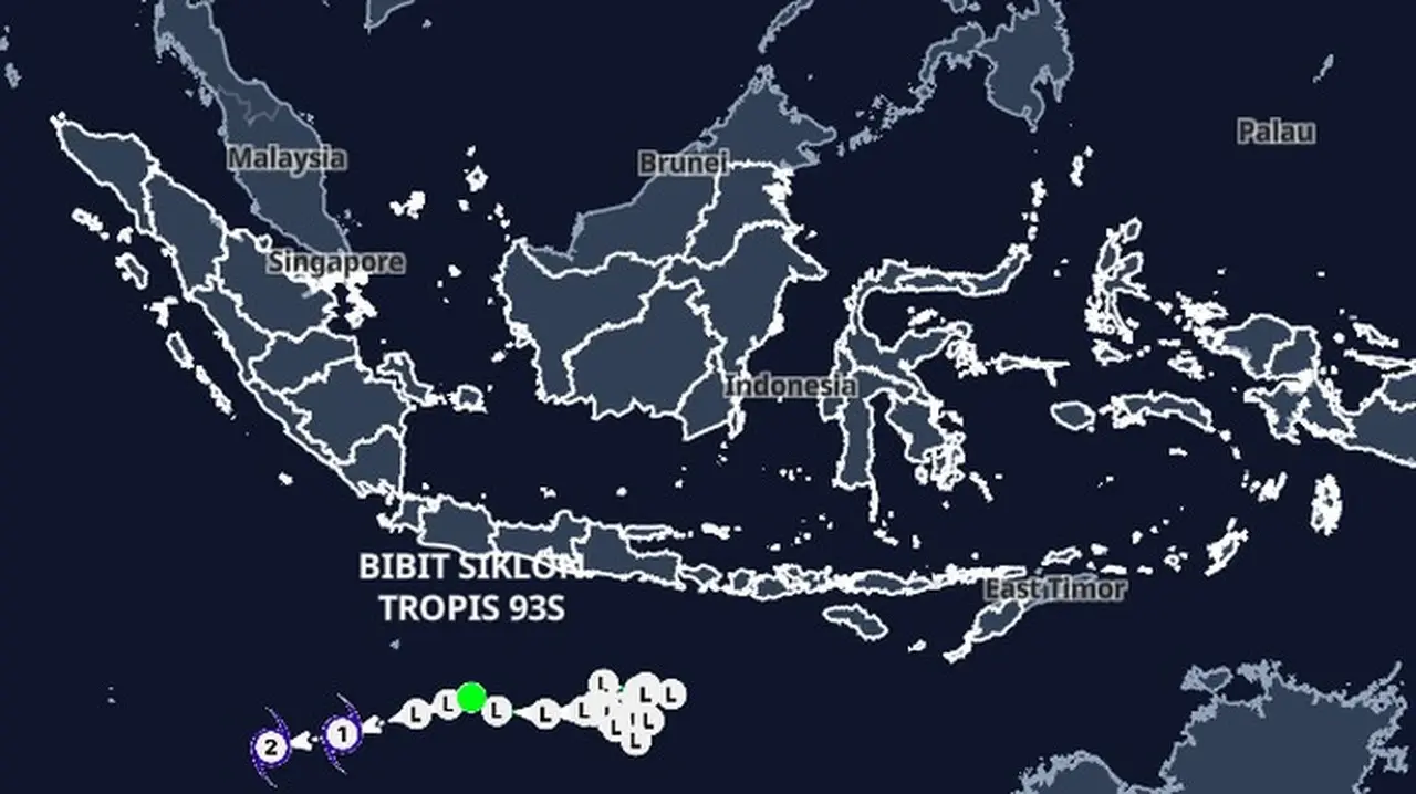 BMKG Peringatkan Bibit Siklon 93S Menguat, Sejumlah Wilayah di Jawa hingga Lampung Diminta Waspada Cuaca Ekstrem