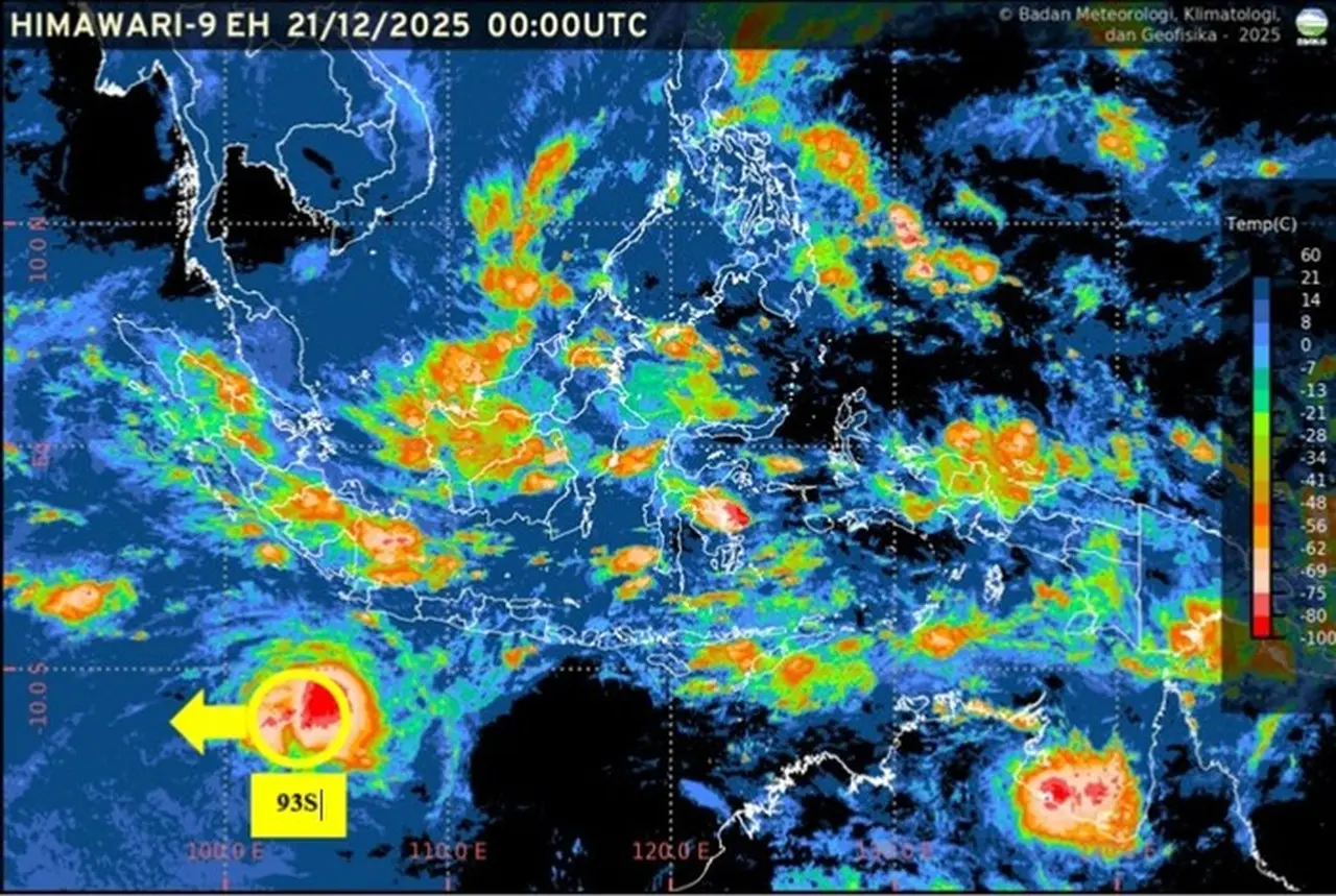 BMKG Peringatkan Bibit Siklon Tropis 93S Menguat Jadi Siklon Kategori 1, Ini Daftar Wilayah Terdampak