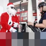 Keceriaan Natal di SPBU Manado: Pertamina Hadirkan Sinterklas, Pelanggan Terkejut dan Bahagia