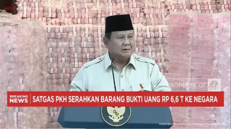 Kejaksaan Agung Serahkan Rp 6,6 Triliun Hasil Sitaan Satgas PKH di Hadapan Presiden