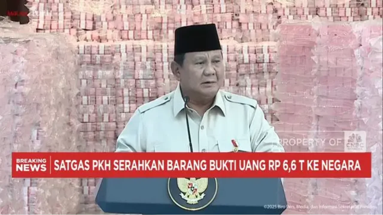 Kejaksaan Agung Serahkan Rp 6,6 Triliun Hasil Sitaan Satgas PKH di Hadapan Presiden