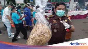 Kejari Kabupaten Bogor Musnahkan 5 Kg ‘Keripik Pisang Narkoba’ yang Disemprot Zat Adiktif