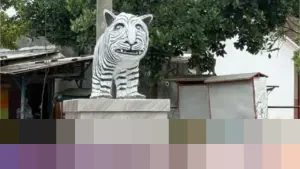 Patung Macan Putih di Kediri Viral, Bentuknya Disebut Mirip Zebra hingga Kuda Nil