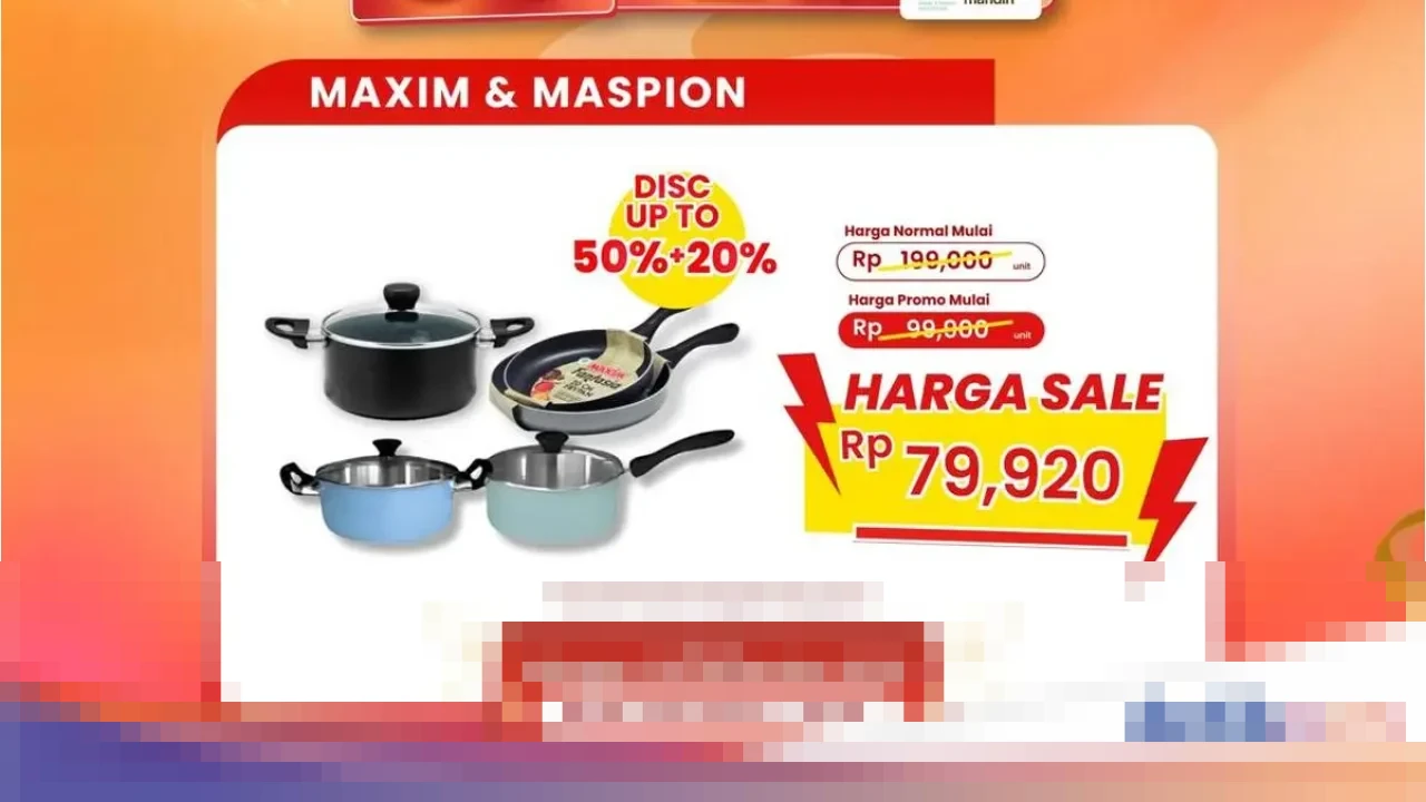 Transmart Full Day Sale Kembali Hadir, Diskon Teflon Maxim dan Maspion Capai 50%+20%