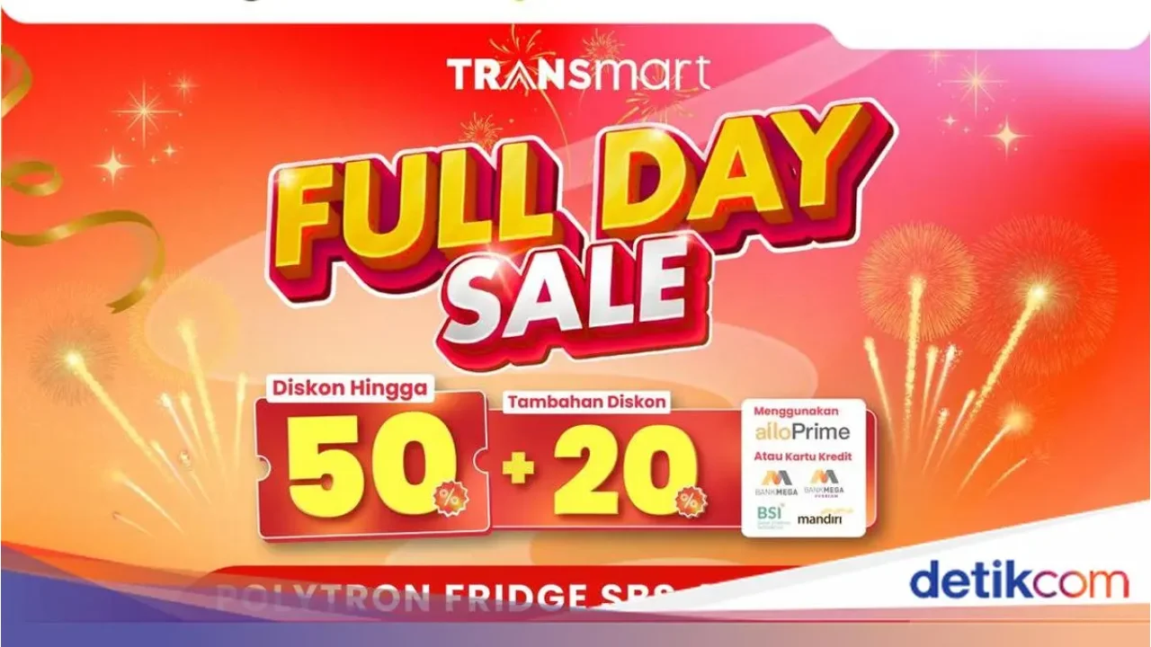 Transmart Full Day Sale Kembali Hadir, Tawarkan Diskon Besar Kulkas Side by Side Polytron hingga Rp2,4 Juta