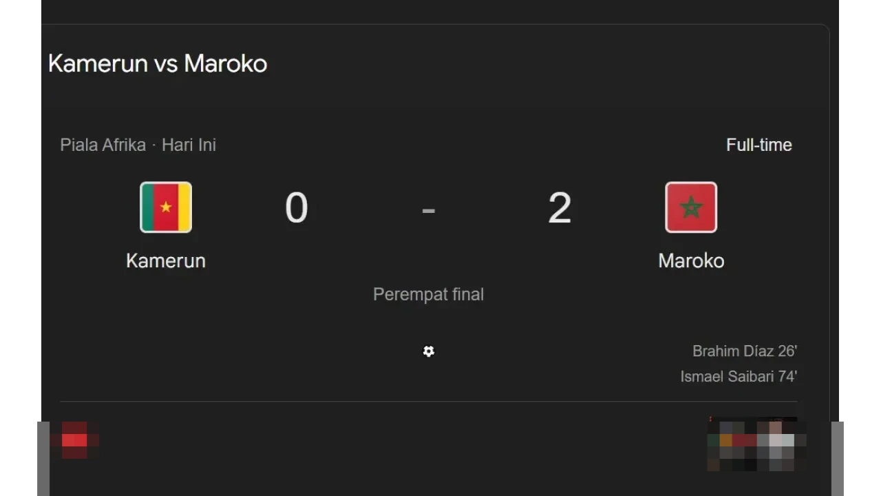 Maroko Melaju ke Semifinal AFCON 2025 Usai Taklukkan Kamerun 2-0 Lewat Gol Diaz dan Saibari