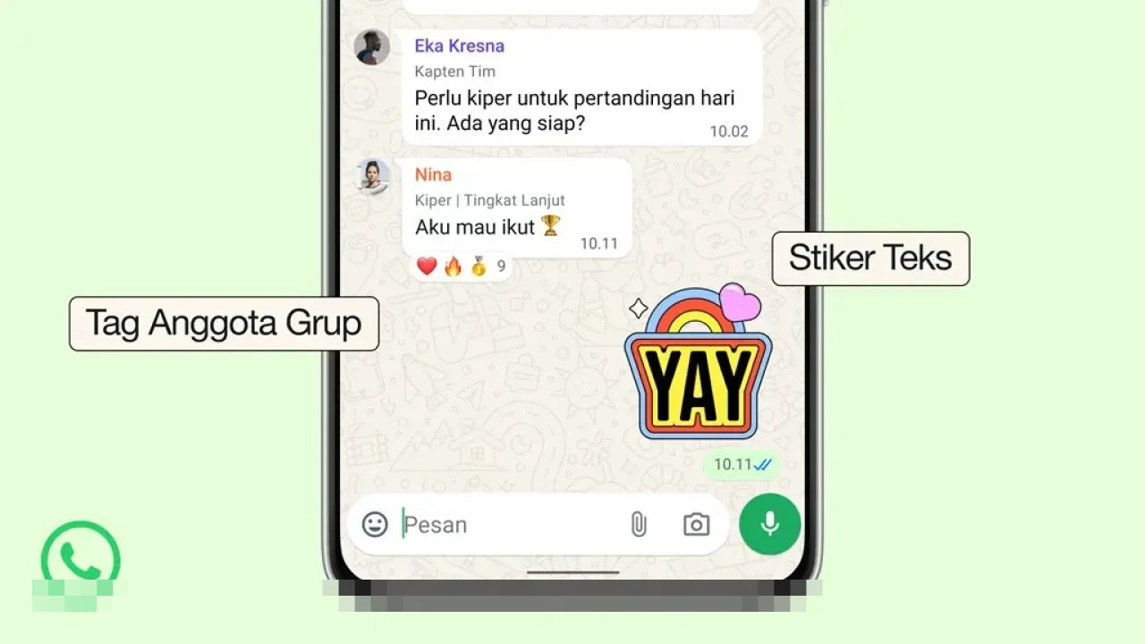 WhatsApp Perbarui Obrolan Grup: Hadirkan Tag Anggota, Stiker Teks, dan Pengingat Acara